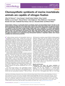Chemosynthetic Symbionts of Marine Invertebrate Animals Are Capable of Nitrogen ﬁxation Jillian M