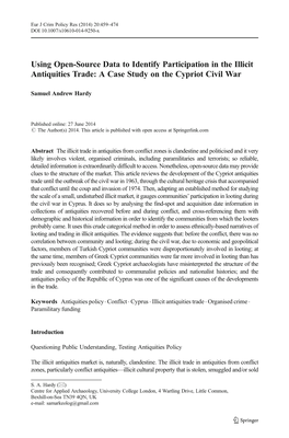 Using Open-Source Data to Identify Participation in the Illicit Antiquities Trade: a Case Study on the Cypriot Civil War