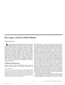The Legacy of Karl Gottlieb Pfander