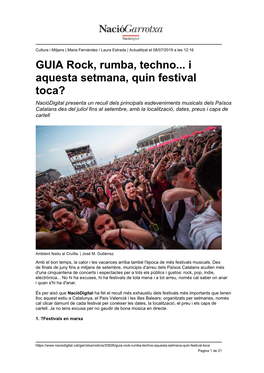 GUIA Rock, Rumba, Techno... I Aquesta Setmana, Quin