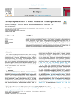 Decomposing the Influence of Mental Processes on Academic Performance