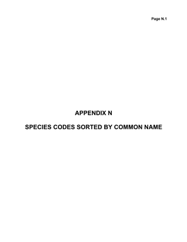 SPECIES CODES SORTED by COMMON NAME Page N.2