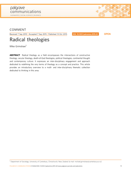 Radical Theologies