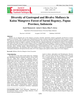 Diversity of Gastropod and Bivalve Molluscs in Kaisu Mangrove Forest of Sarmi Regency, Papua Province, Indonesia