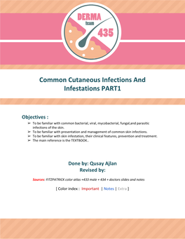 Common Cutaneous Infections and Infestations PART1