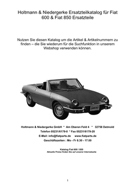 Fiat 600-850 Katalog Ohne Preise