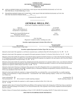 GENERAL MILLS, INC. (Exact Name of Registrant As Specified in Its Charter)