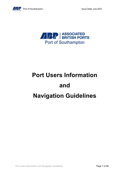 Port Users Information and Navigation Guidelines