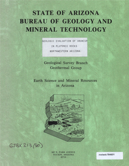 State of Arizona Bureau of Geology and Mineral Technology