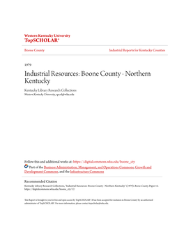 Boone County Industrial Reports for Kentucky Counties