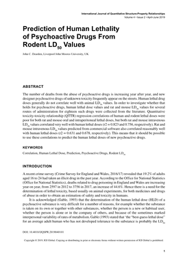 Prediction of Human Lethality of Psychoactive Drugs from Rodent