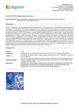 32-2718: PPP1R14A Recombinant Protein Description Product Info