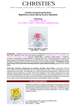 The Sweet Heart 4.19 Carat Fancy Vivid Pink Diamond Ring