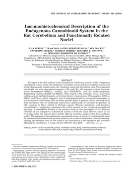 Immunohistochemical Description of the Endogenous Cannabinoid System in the Rat Cerebellum and Functionally Related Nuclei