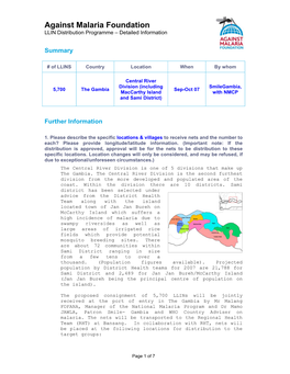 Against Malaria Foundation LLIN Distribution Programme – Detailed Information