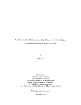 Pseudotransformational Leadership, Leadership Styles, and Emotional Intelligence