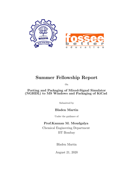 Summer Fellowship Report