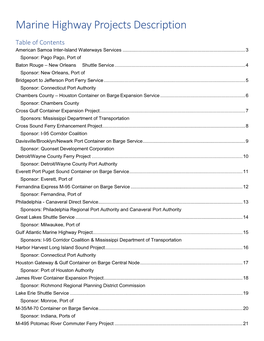 Marine Highway Projects Description