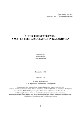 After the State Farm: a Water User Association in Kazakhstan