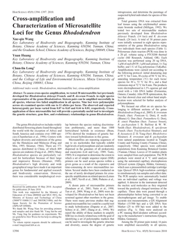 Cross-Amplification and Characterization of Microsatellite