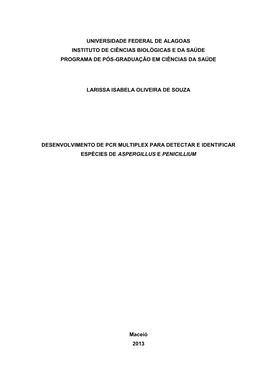 Desenvolvimento De Pcr Multiplex Para Detectar E Identificar Espécies De Aspergillus E Penicillium