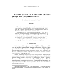 Random Generation of Finite and Profinite Groups and Group