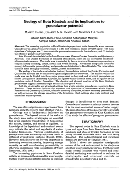 Geology of Kota Kinabalu and Its Implications to Grpundwater Potential