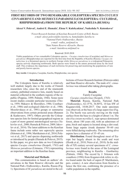 First Records of Two Remarkable Coleoptera