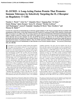 IL-2/CD25: a Long-Acting Fusion Protein That Promotes Immune Tolerance by Selectively Targeting the IL-2 Receptor on Regulatory T Cells