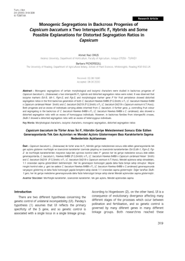 Monogenic Segregations in Backcross Progenies of Capsicum Baccatum