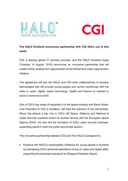 1 the HALO Scotland Announces Partnership with CGI That's out Of