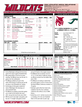 Cwu Athletic Media Relations 2010 Schedule Upcoming Gnac Games This Week's Game 2010 Gnac Standings Game Overview Table Of