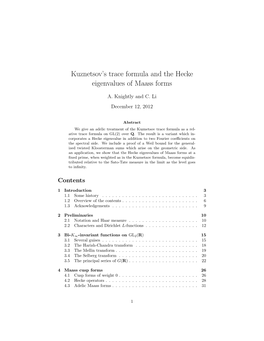 Kuznetsov's Trace Formula and the Hecke Eigenvalues of Maass Forms