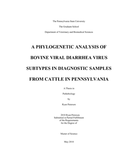 A Phylogenetic Analysis of Bovine Viral Diarrhea Virus Subtypes In