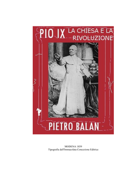 MODENA 1859 Tipografia Dell'immacolata Concezione Editrice INDICE