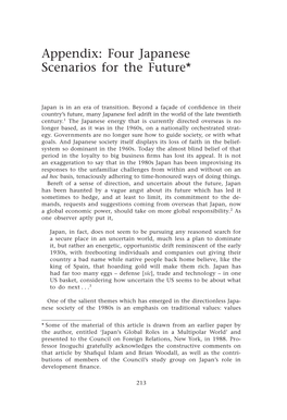 Appendix: Four Japanese Scenarios for the Future*