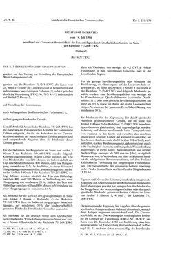 Betreffend Das Gemeinschaftsverzeichnis Der Benachteiligten Landwirtschaftlichen Gebiete Im Sinne Der Richtlinie 75 / 268 / EWG ( Portugal )