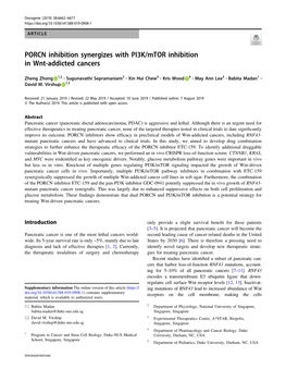 PORCN Inhibition Synergizes with PI3K/Mtor Inhibition in Wnt-Addicted Cancers