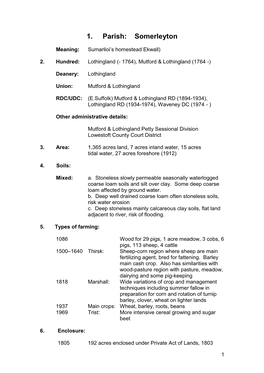 1. Parish: Somerleyton
