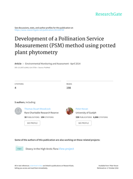 Development of a Pollination Service Measurement (PSM) Method Using Potted Plant Phytometry