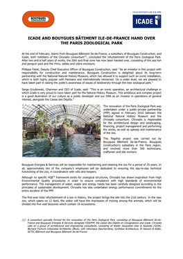 Icade and Bouygues Bâtiment Ile-De-France Hand Over the Paris Zoological Park