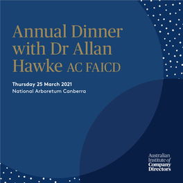 Annual Dinner with Dr Allan Hawke AC FAICD