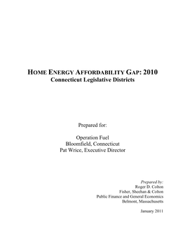 Home Energy Affordability Gap: 2010 (Connecticut Legislative Districts)
