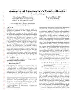 Advantages and Disadvantages of a Monolithic Repository