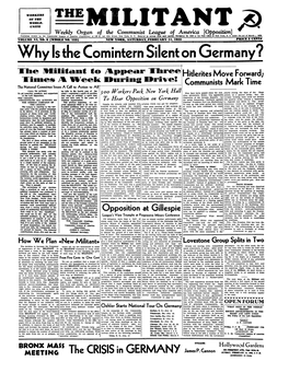 W H Y Is the Comintern Silent on Germany?