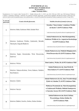 INFORMACJA KOMISARZA WYBORCZEGO W KALISZU I Z Dnia 7 Kwietnia 2020 R