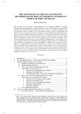 The Ascendancy of the Lex Loci Delicti: the Problematic Role of Theory In