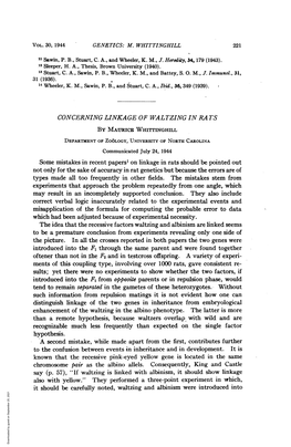 Distinguish Linkage of the Two Genes in Inheritance from Embryological Enhancement of the Waltzing in the Albino Phenotype