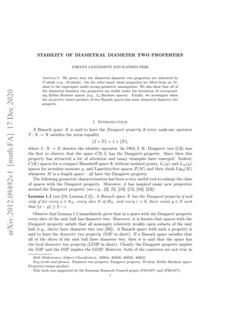 STABILITY of DIAMETRAL DIAMETER TWO PROPERTIES 11 Aforementioned Question Is Positive