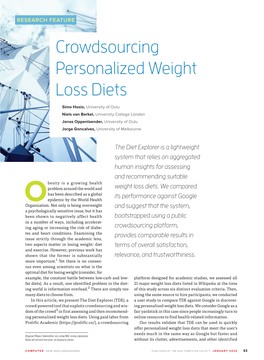 Crowdsourcing Personalized Weight Loss Diets